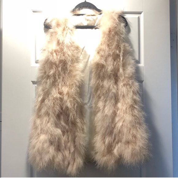 OSTRICH FEATHER OUTERWEAR VEST, CREAM - Picture 3 of 4